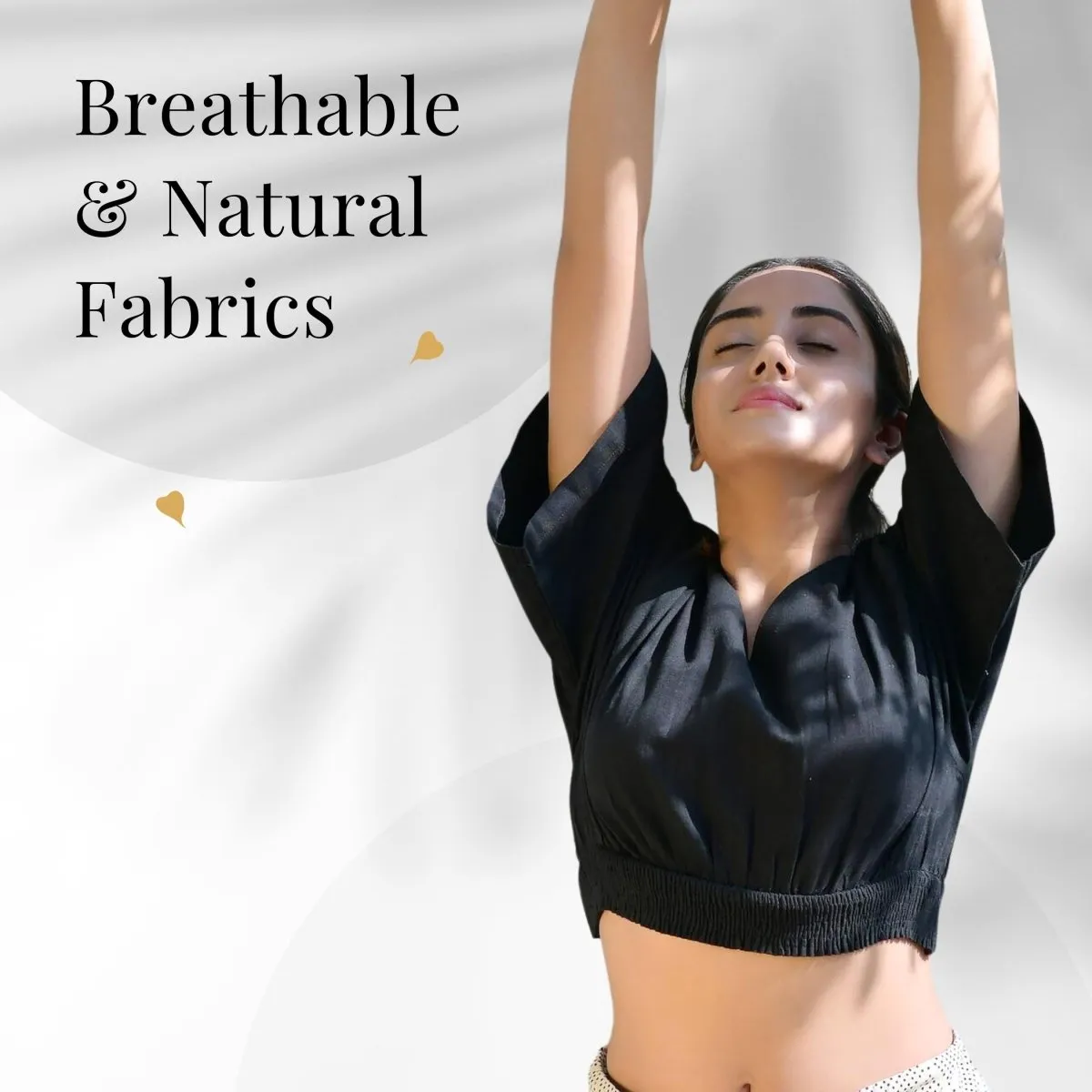 Women's Black Cotton Yoga Smock Top made with 100% organic cotton and handcrafted for you